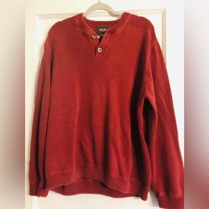 Eddie Bauer Grandpa Sweater Henley Mens XL Burgundy/red/brown  Cotton